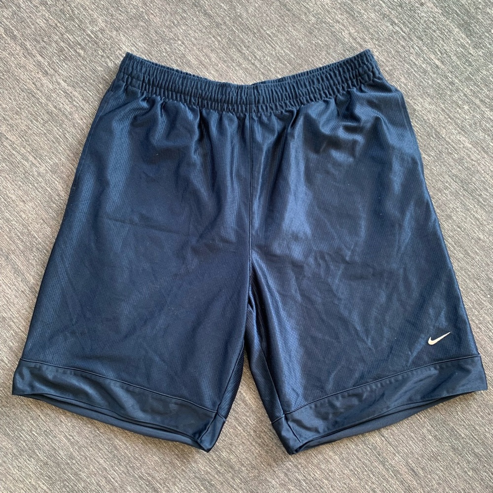 Retro Vintage Nike Basketball Shorts Shiny Navy Blue XL